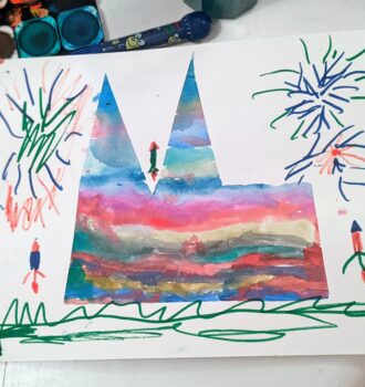 4 Schritte: Einfache Wasserfarben-Bilder mit Washi-Tape mit Kindern malen