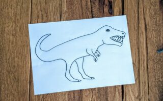 Gefährlicher T-Rex: Dinosaurier-Vorlage zum ausmalen, bekleben und basteln mit Kindern (inkl. Ausmalbild als PDF-Download zum Ausdrucken)