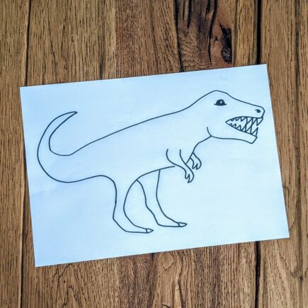 Gefährlicher T-Rex: Dinosaurier-Vorlage zum ausmalen, bekleben und basteln mit Kindern (inkl. Ausmalbild als PDF-Download zum Ausdrucken)