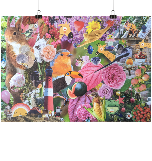 Bezaubernde Geschenkidee: Kunstdruck-Collage "NATURE AT ITS BEST" von Green Lourie als einzigartige Wanddekoration im Shabby Chic-Stil - Poster Din A4 (quer)