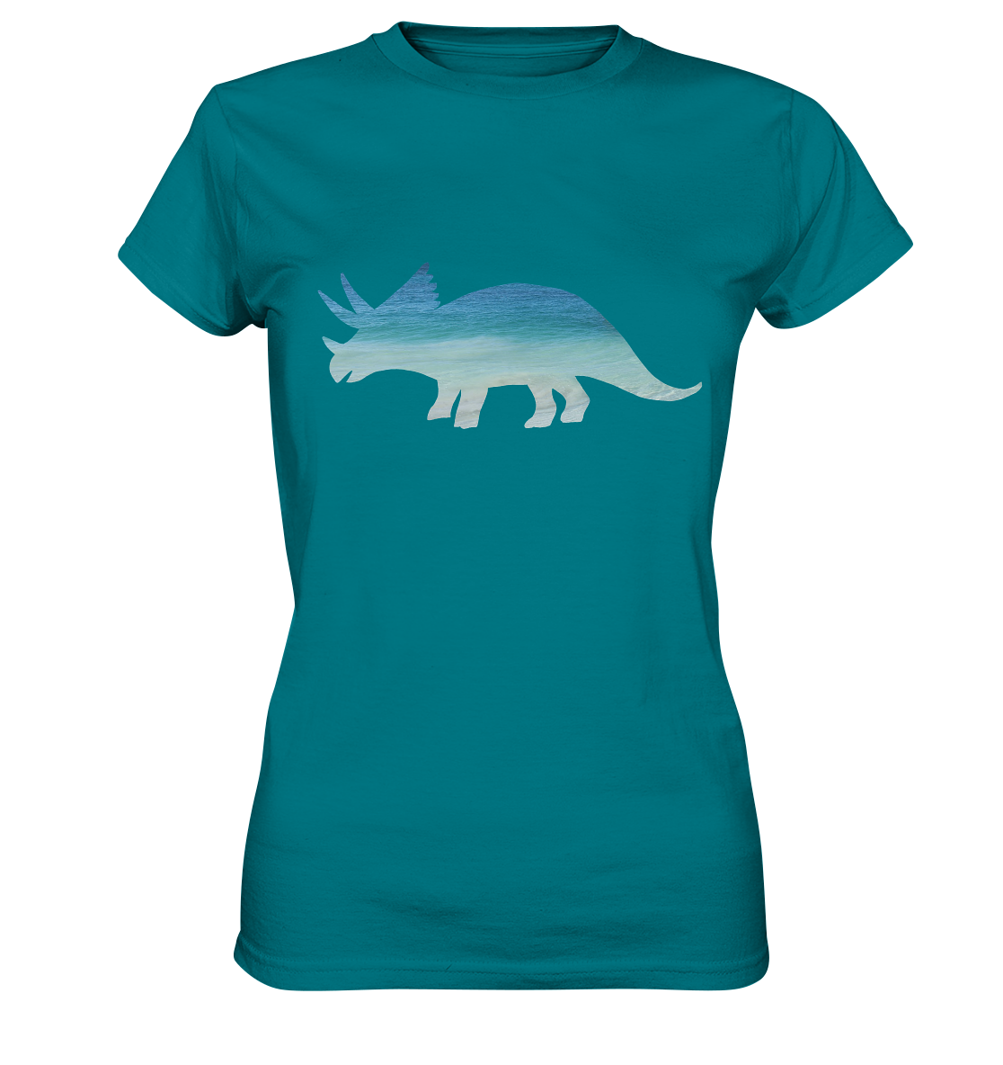 Damen T-Shirt "Triceratops am Strand": Individuelles Design für Dinosaurier-Freunde - Ladies Premium Shirt