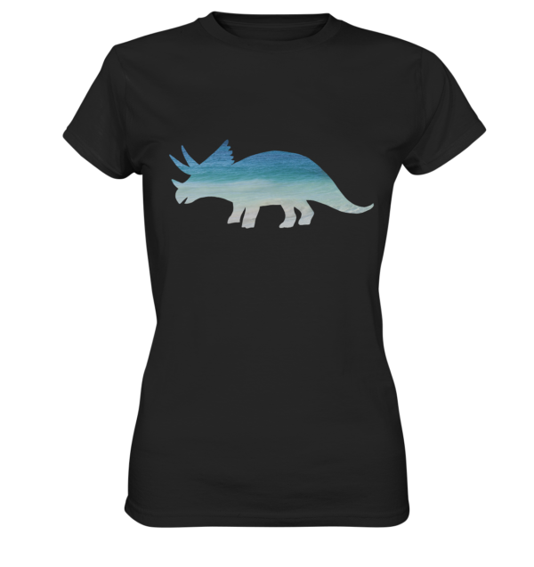 Damen T-Shirt "Triceratops am Strand": Individuelles Design für Dinosaurier-Freunde - Ladies Premium Shirt