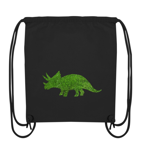 Turnbeutel "Triceratops auf der Wiese": Individuelles Design für Dinosaurier-Freunde - Organic Gym-Bag