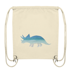 Turnbeutel "Triceratops am Strand": Individuelles Design für Dinosaurier-Freunde - Organic Gym-Bag