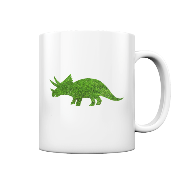 Tasse "Triceratops auf der Wiese": Individuelles Design für Dinosaurier-Freunde - Tasse glossy