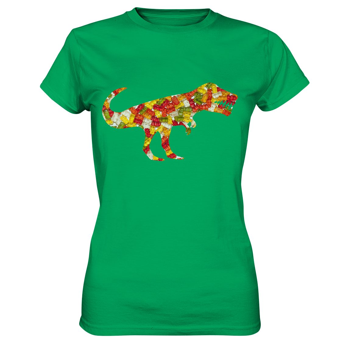 Damen T-Shirt "T-Rex mit Hunger auf Gummibärchen": Einzigartiges Geschenk für große Dinosaurier-Freundinnen - Ladies Premium Shirt