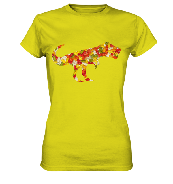 Damen T-Shirt "T-Rex mit Hunger auf Gummibärchen": Einzigartiges Geschenk für große Dinosaurier-Freundinnen - Ladies Premium Shirt