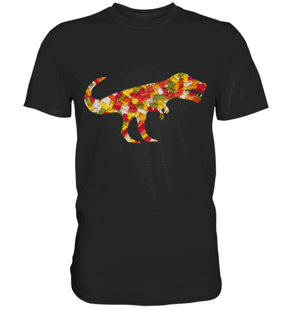 Herren T-Shirt "T-Rex mit Hunger auf Gummibärchen": Einzigartiges Geschenk für große Dinosaurier-Freunde - Premium Shirt