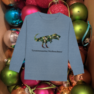 Ugly Christmas Sweater? Nein, zauberhaftes Weihnachts-Outfit mit Dino: Kinder Pullover "Tyrannosauröse Weihnachten!" - Kids Organic Sweatshirt
