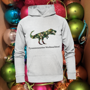 Zauberhaftes Weihnachts-Outfit mit Dino: Kinder Kapuzenpullover "Tyrannosauröse Weihnachten!" - Kids Premium Hoodie