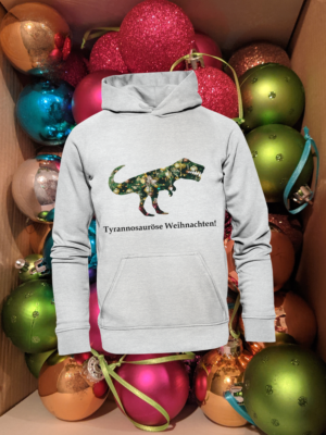 Zauberhaftes Weihnachts-Outfit mit Dino: Kinder Kapuzenpullover "Tyrannosauröse Weihnachten!" - Kids Premium Hoodie