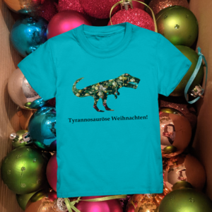 Zauberhaftes Weihnachts-Outfit mit Dino: Kinder T-Shirt "Tyrannosauröse Weihnachten!" für Jungen und Mädchen - Kids Premium Shirt