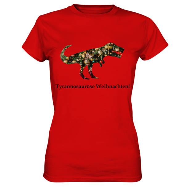 Zauberhaftes Weihnachts-Outfit mit Dino: Damen T-Shirt "Tyrannosauröse Weihnachten!" - Ladies Premium Shirt
