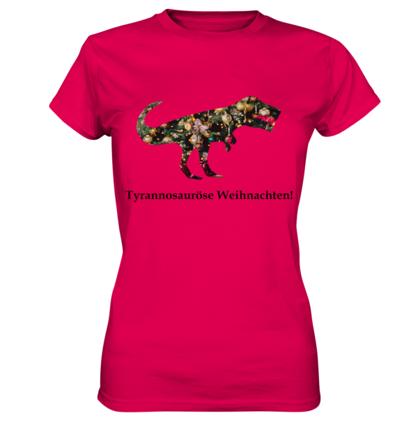 Zauberhaftes Weihnachts-Outfit mit Dino: Damen T-Shirt "Tyrannosauröse Weihnachten!" - Ladies Premium Shirt