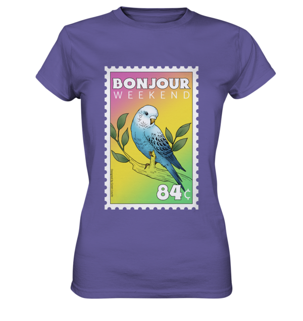 Erlebe das Wochenendgefühl jeden Tag: Das modische Damen T-Shirt der neuen 'Bonjour Weekend' Produktreihe von Green Lourie - Dein neues Lieblingsstück