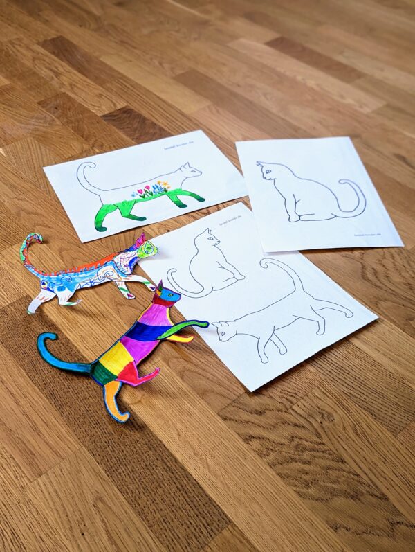 Zauberhafte Vorlagen für Katzen-Basteleien mit Kindern als PDF-Download