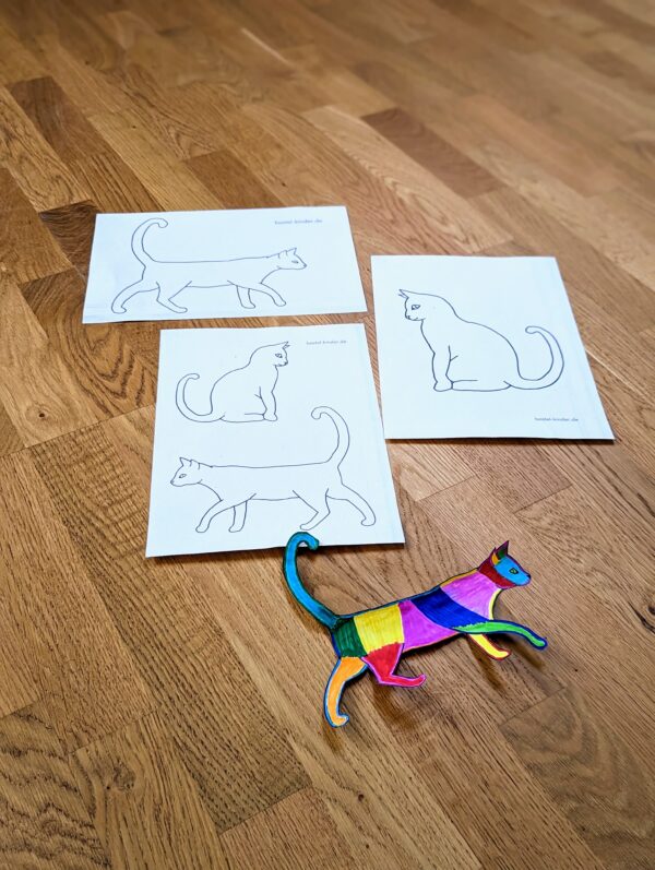 Zauberhafte Vorlagen für Katzen-Basteleien mit Kindern als PDF-Download