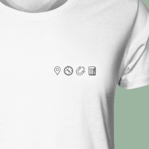 T-Shirt GEOCACHING im Minimal Design - 100% Organic Bio Baumwolle - für Geocachen und GPS-Schatzsuche - ein Lieblingsstück!